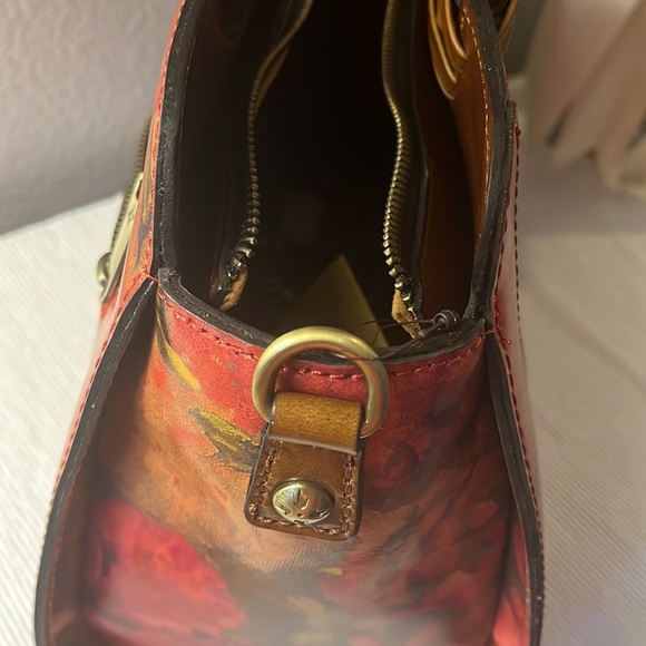 PATRICIA NASH Leather Floral Oil Paint Lyon  Zip Top Satchel HandBag 👜 NWT - Picture 11 of 17